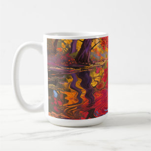 Autumn Reflection Pond Impressionist Coffee Mug