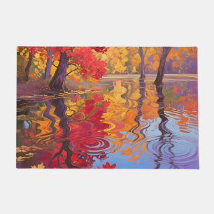 Autumn Reflection Pond Impressionist Doormat