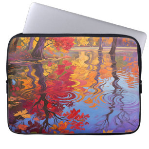 Autumn Reflection Pond Impressionist Laptop Sleeve