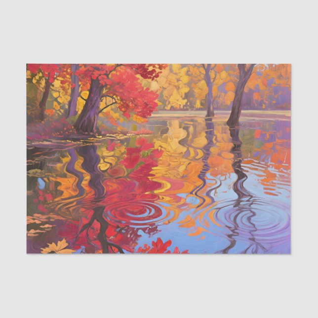 Autumn Reflection Pond Impressionist Tissue Paper (Front)