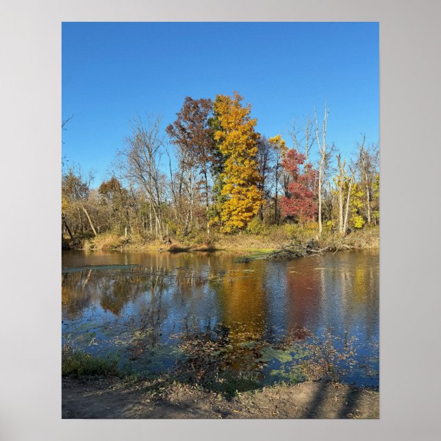 Autumn Reflections on Creek Poster (Front)
