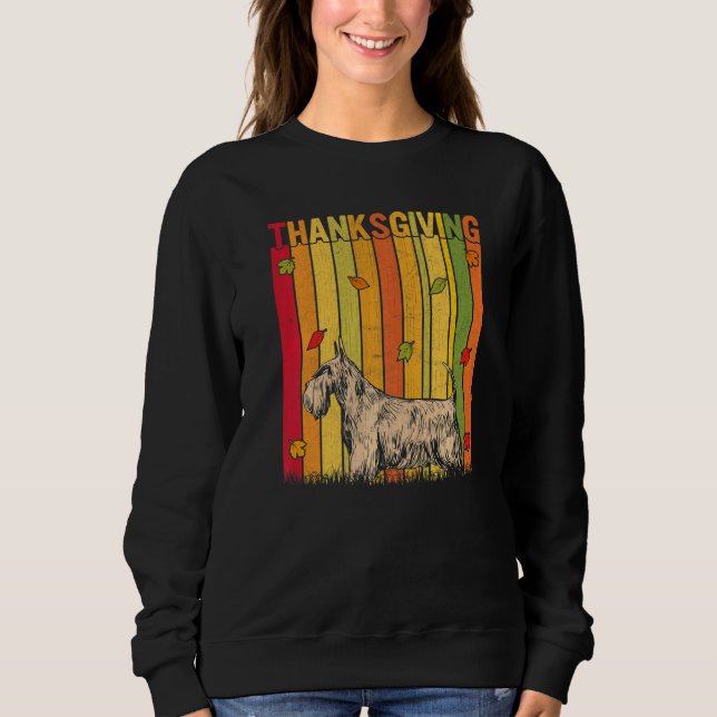 Autumn Retro Cute Scottish Terrier Dog Thanksgivin Sweatshirt (Front)