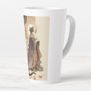 "Autumn Reverie" Japanese Cat in Kimono Art Latte Mug