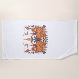 Autumn Rituals � Pumpkins, Candles and Crescent Ha Beach Towel