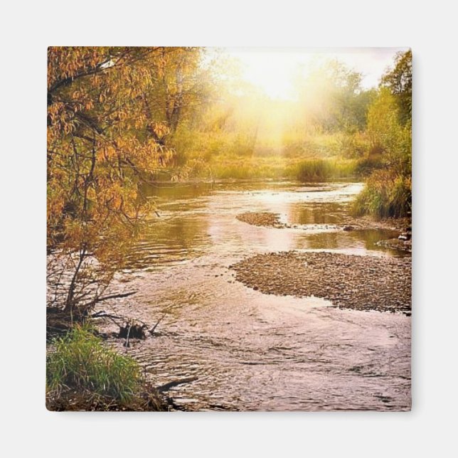 Autumn River 2" Square Magnet (Front)