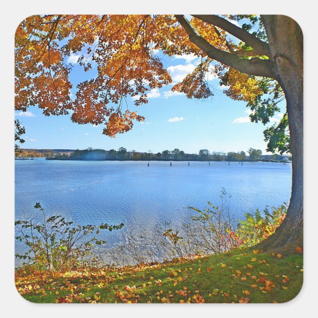 Autumn River Scene Sticker (Front)