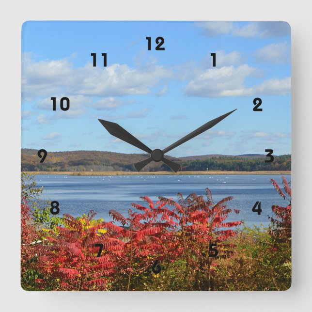 Autumn River Scene Wall Clock (Front)