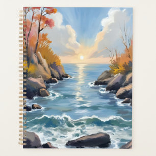 Autumn River Sunlight Fall Landscape Watercolor Planner