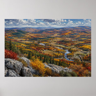 Autumn River Valley Landscape Painting Poster