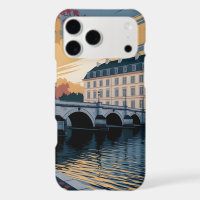 Autumn Riverside European City Illustration Art