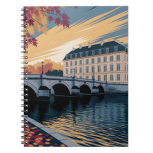 Autumn Riverside European City Illustration Art Notebook