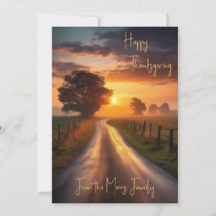 Autumn road custom Thanksgiving Holiday Card
