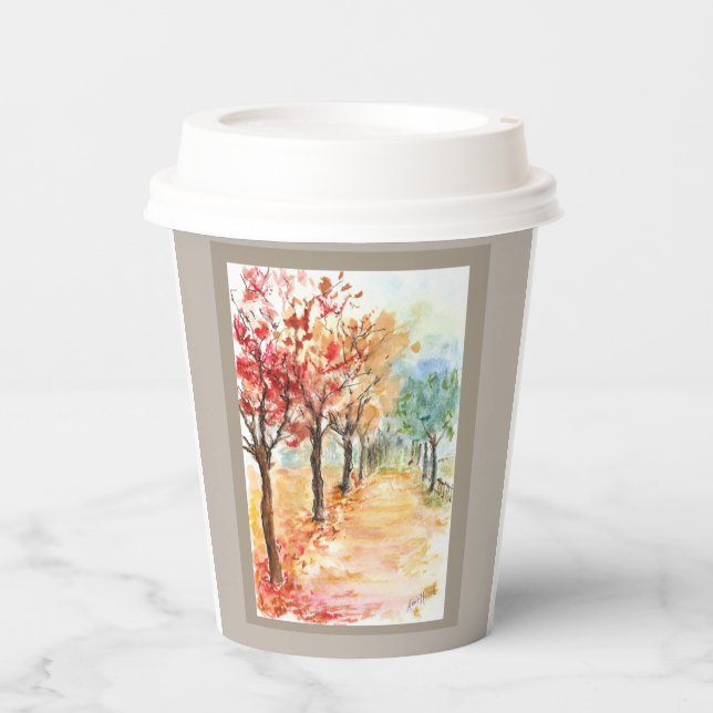 Autumn Road  Paper Cups (Front)