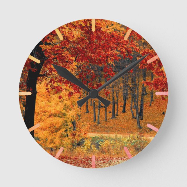 Autumn Road Round Clock (Front)