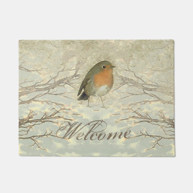 AUTUMN ROBIN Fall Branches Doormat (Front)