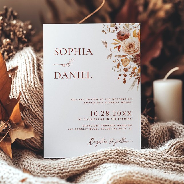 Autumn Romance Blooms Wedding Invitation (Creator Uploaded)
