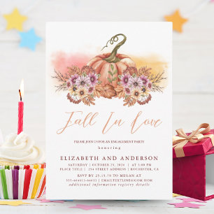 Autumn Romance Engagement Party Rustic Flowers Invitation