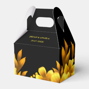 Autumn romance faux gold & blackfloral geometric favour box