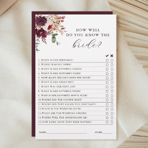 Autumn Romance Floral Bridal Shower Game 