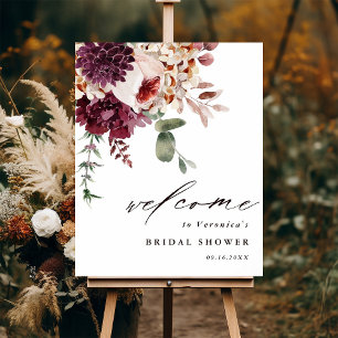 Autumn Romance Floral Bridal Shower Welcome Poster
