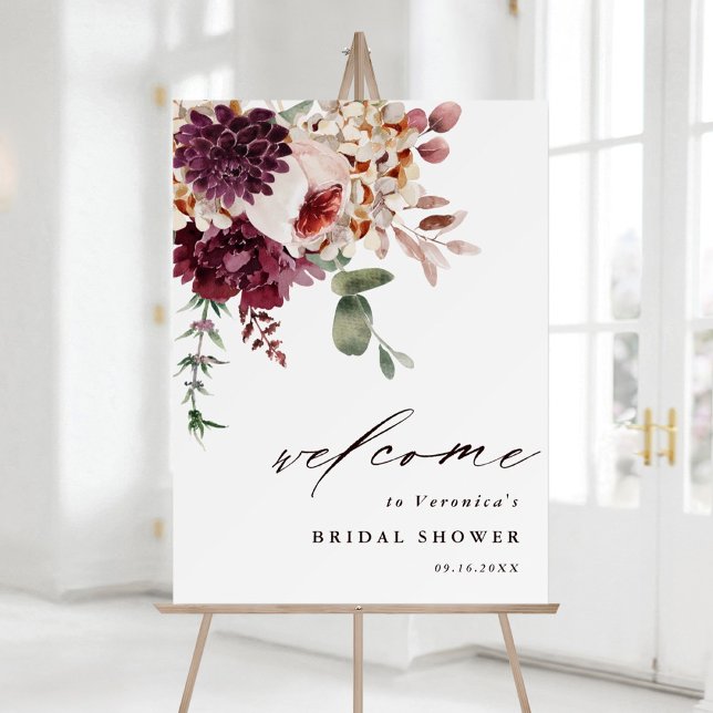 Autumn Romance Floral Bridal Shower Welcome Sign (Creator Uploaded)