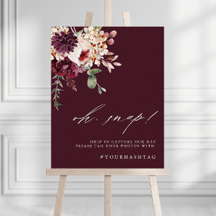 Autumn Romance Floral Burgundy Oh Snap Sign