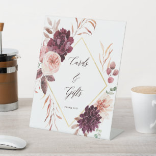Autumn Romance Floral Wedding Cards & Gifts Pedestal Sign