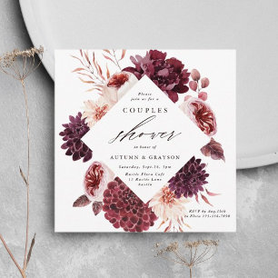 Autumn Romance Floral Wedding Couples Shower  Invitation