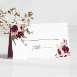 Autumn Romance Floral Wedding Personalised Place Card<br><div class="desc">This wedding place card features watercolor flower bouquets of dahlias,  garden roses,  and peony in burgundy red,  maroon,  blush pink over fall leaves. For more advanced customisation of this design,  please click the BLUE DESIGN TOOL BUTTON. Matching items are also available.</div>