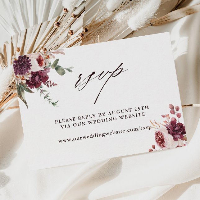 Autumn Romance Floral Wedding Website RSVP Enclosure Card (Creator Uploaded)