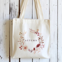 Autumn Romance Floral Wreath Personalise Tote Bag