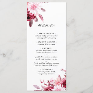 Autumn Romance Gold Frame Burgundy Wedding Menu