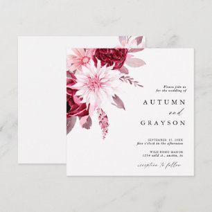 Autumn Romance Gold Frame Floral Wedding Invitation