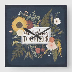 Autumn Romance IV We Belong Together Square Wall Clock