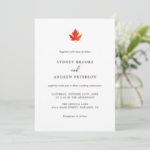 Autumn Romance Minimalist White Wedding Invitation