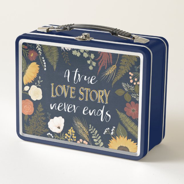 Autumn Romance V | A True Love Story Never Ends Metal Lunch Box (Front)