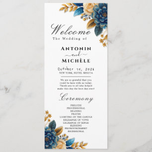 Autumn Romance Watercolor Floral Wedding Program