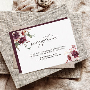 Autumn Romance Watercolor Floral Wedding Reception Enclosure Card
