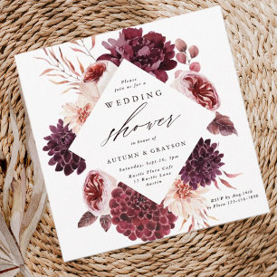Autumn Romance Watercolor Floral Wedding Shower  Invitation