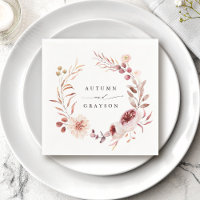 Autumn Romance Watercolor Floral Wreath Wedding 