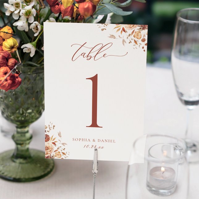 Autumn Romance Wedding Table Number (Creator Uploaded)