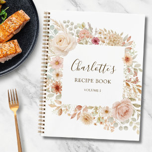 Autumn Rose Floral Garden Personalised Recipe Book