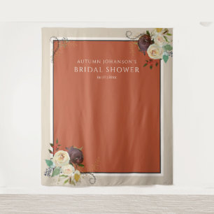 Autumn Roses Bridal Shower Photo Backdrop Tapestry