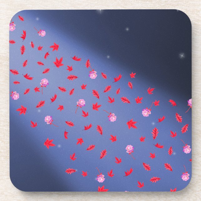 Autumn Roses Night Sky Plastic  Coaster (Front)