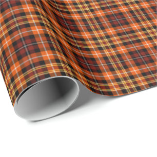 Autumn Russet Brown, Orange and Yellow Plaid Wrapping Paper