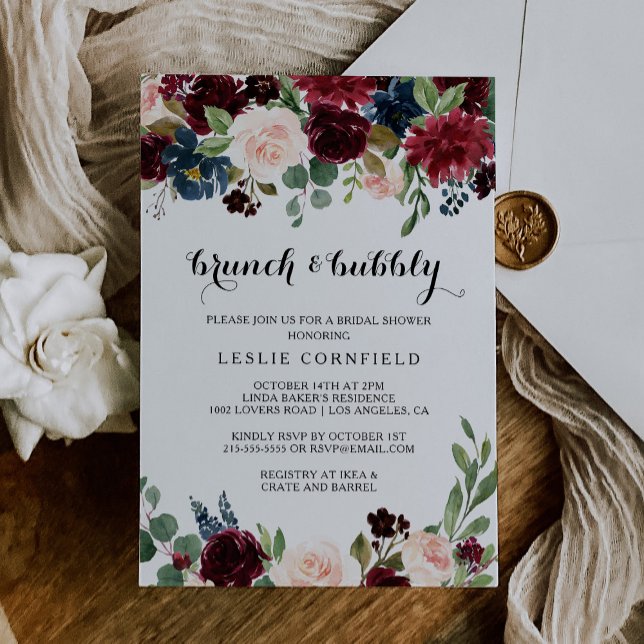 Autumn Rustic Brunch & Bubbly Bridal Shower Invitation (Creator Uploaded)
