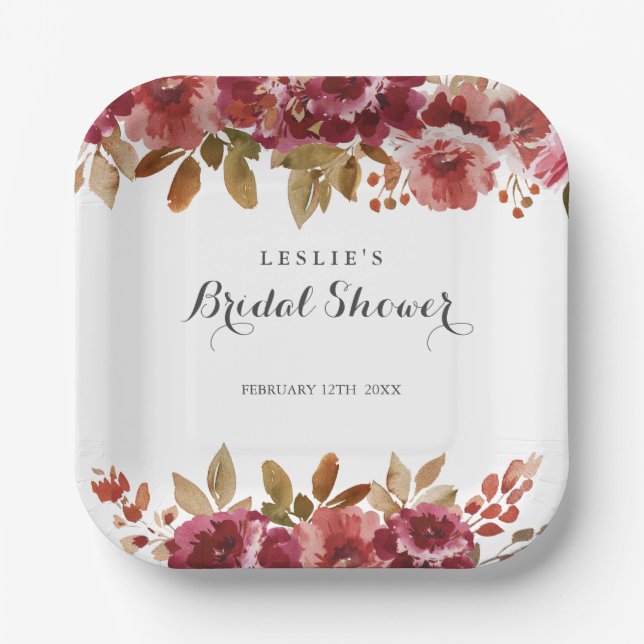 Autumn Rustic Brunch & Bubbly Bridal Shower Paper Plate (Front)