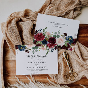 Autumn Rustic Burgundy Calligraphy Elopement Announcement