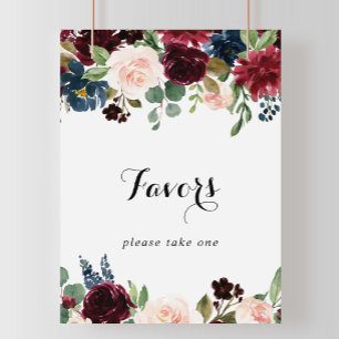 Autumn Rustic Burgundy Calligraphy Favours Sign