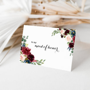 Autumn Rustic Burgundy Maid of Honour Thank You